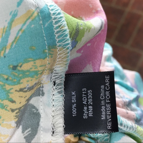 Line & Dot pastel feather print silk romper M - Picture 6 of 7